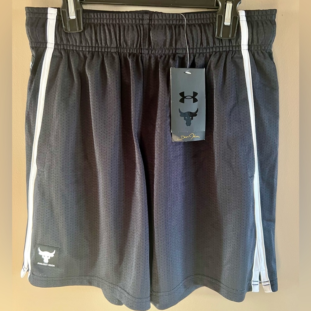 Under Armour Black and White Training Shorts. Project Rock Men’s Small